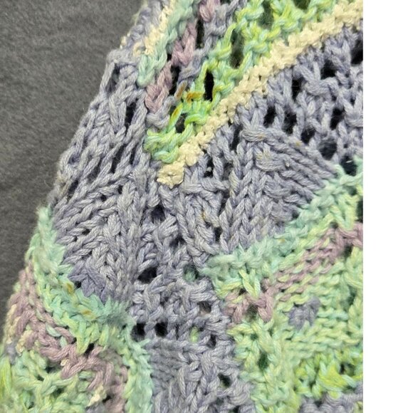 Vintage Hand-Knitted Cottagecore Grandma Cardigan Sweater M Pastel - Picture 8 of 10